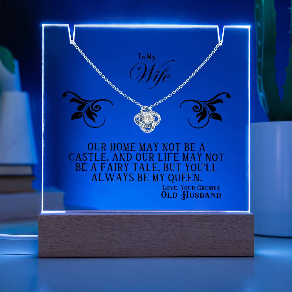 Acrylic Keepsake with Love Knot Necklace