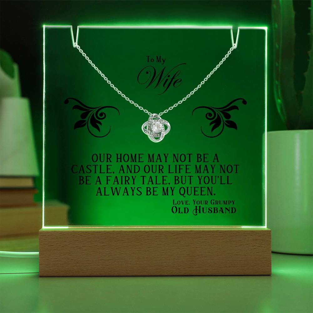 Acrylic Keepsake with Love Knot Necklace