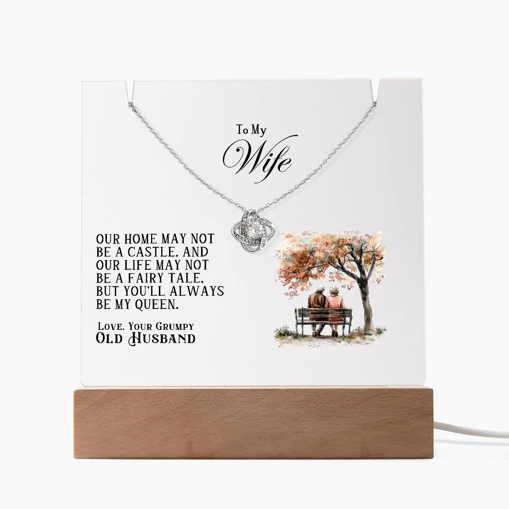 Our Home Acrylic Keepsake with Love Knot Necklace