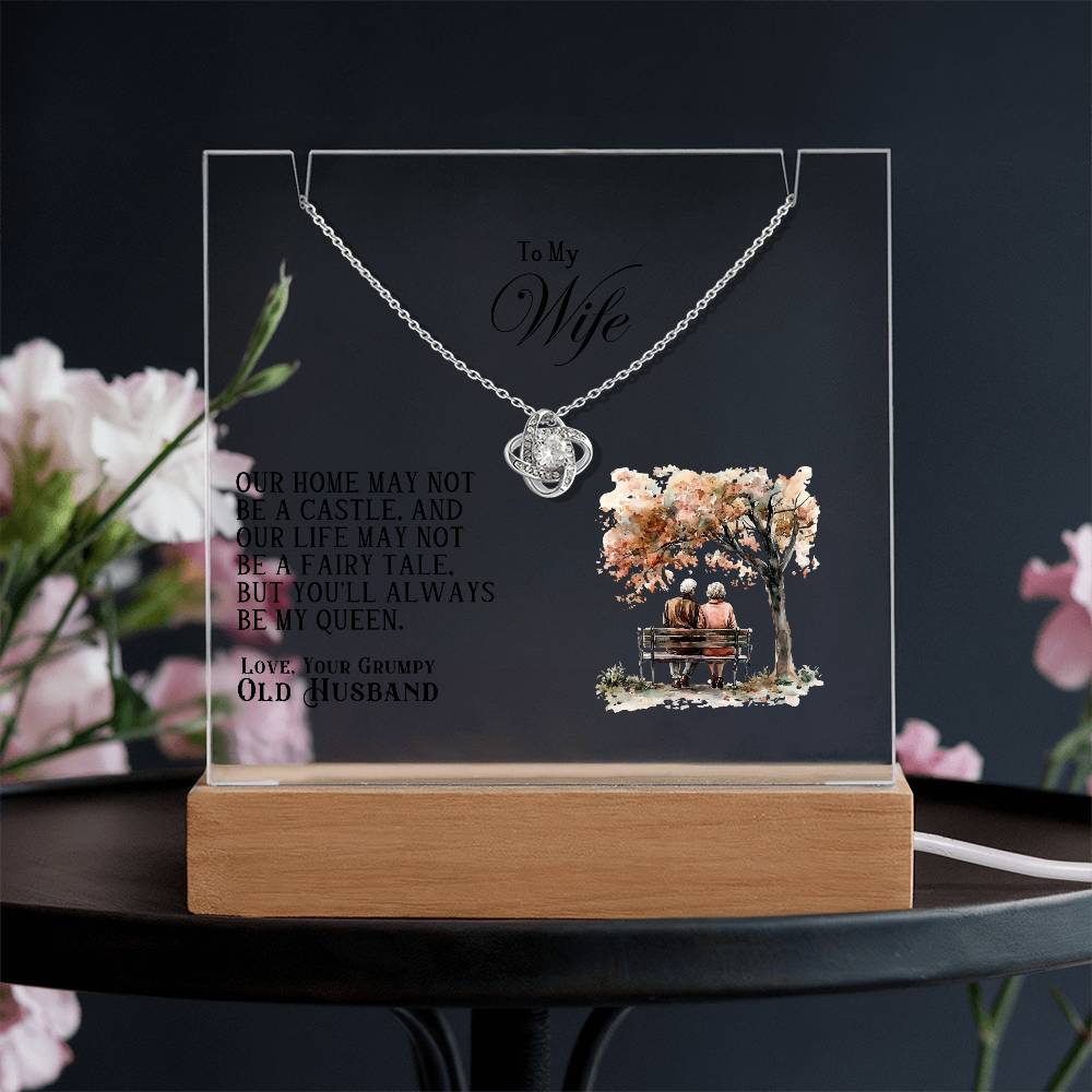 Our Home Acrylic Keepsake with Love Knot Necklace