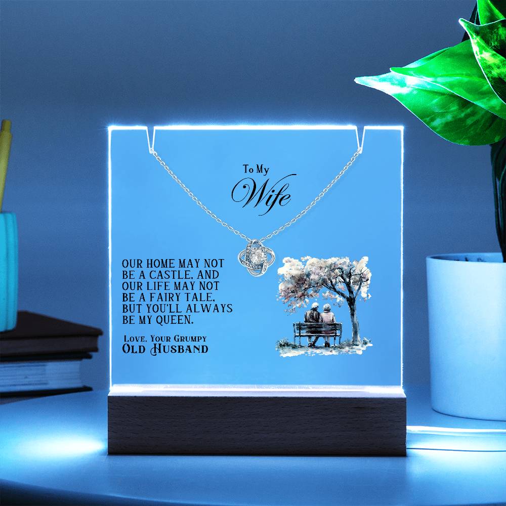 Our Home Acrylic Keepsake with Love Knot Necklace
