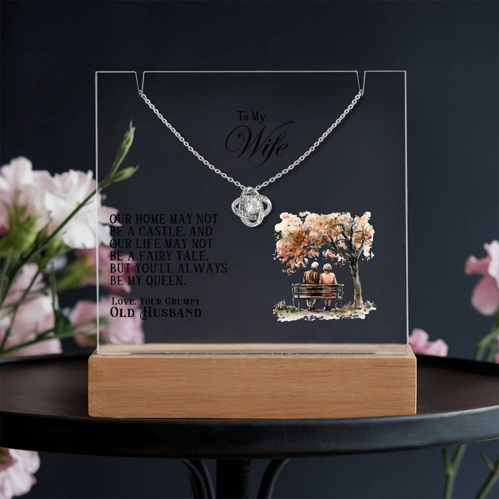Our Home Acrylic Keepsake with Love Knot Necklace