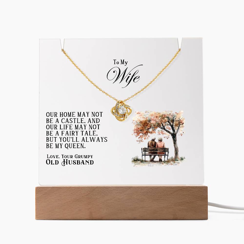 Our Home Acrylic Keepsake with Love Knot Necklace