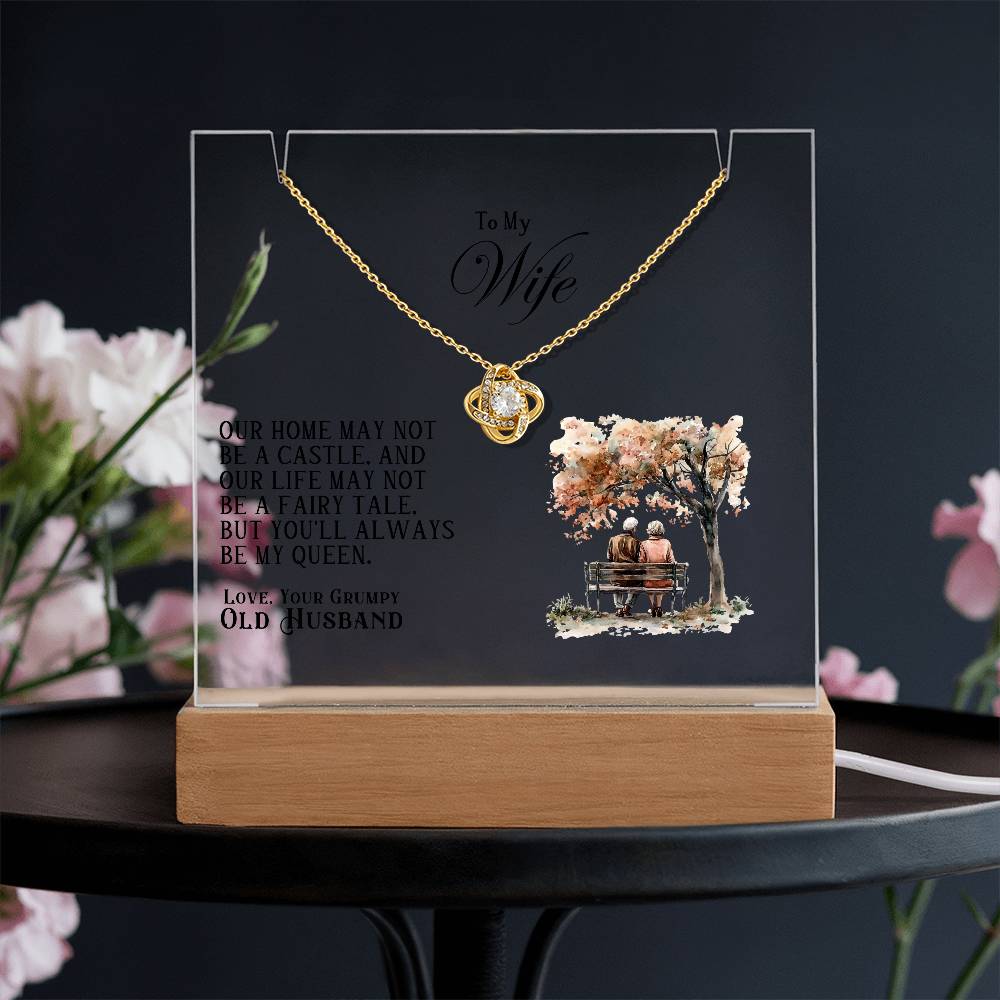 Our Home Acrylic Keepsake with Love Knot Necklace
