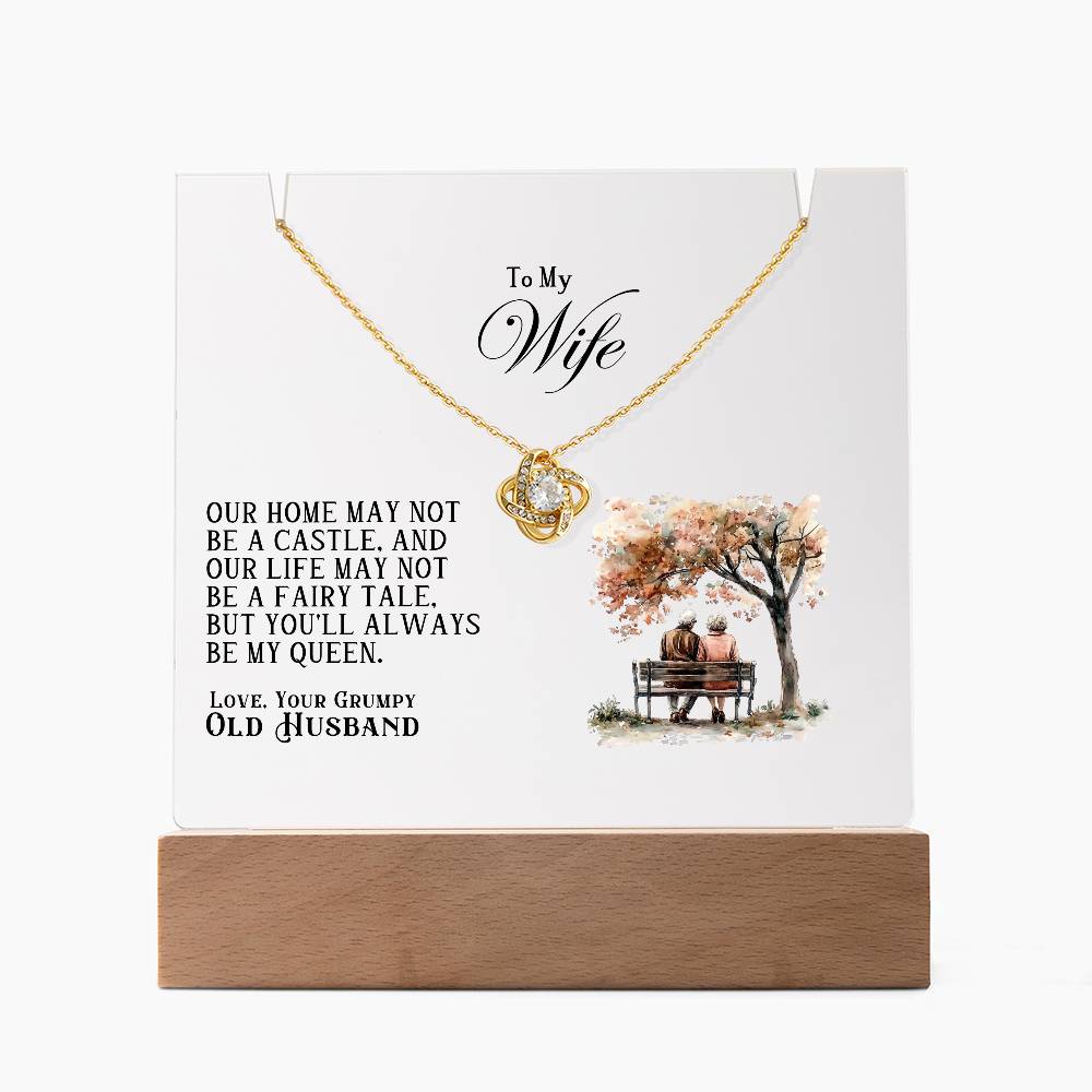 Our Home Acrylic Keepsake with Love Knot Necklace