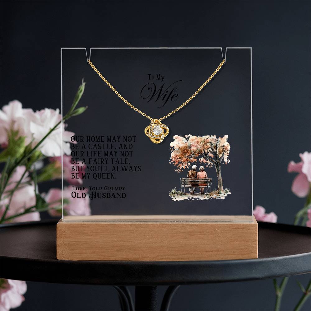Our Home Acrylic Keepsake with Love Knot Necklace