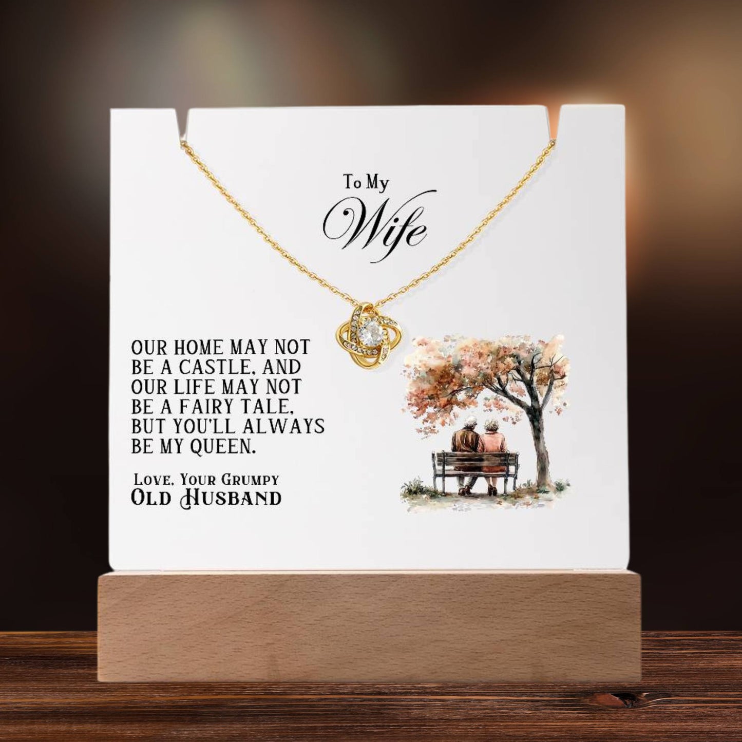 Our Home Acrylic Keepsake with Love Knot Necklace