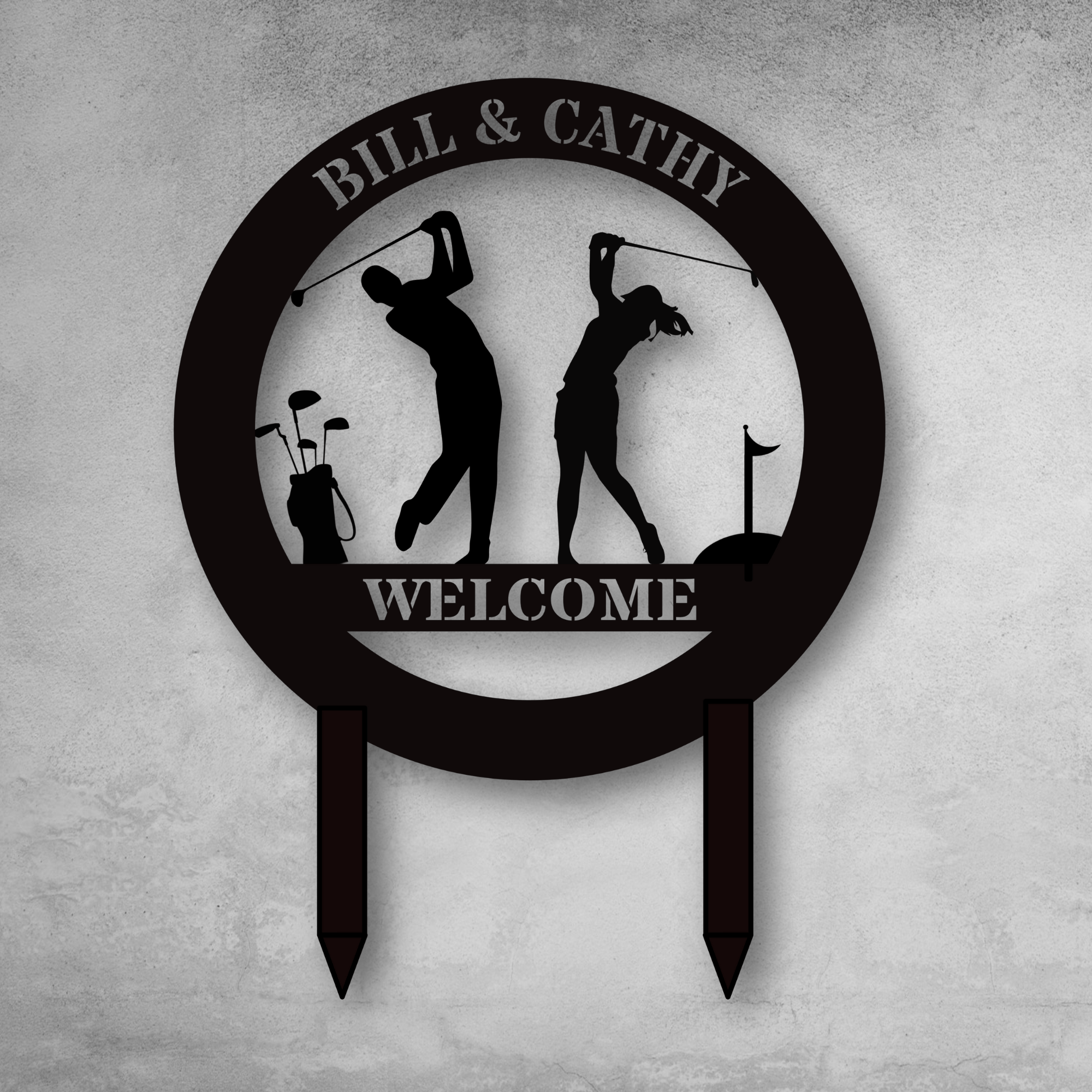 Customized Golf Couple Yard Sign