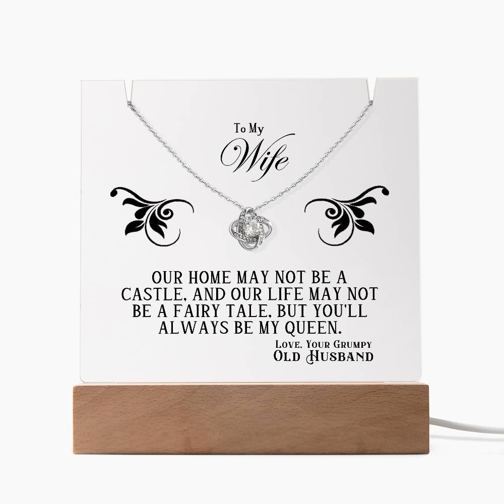 Acrylic Keepsake with Love Knot Necklace