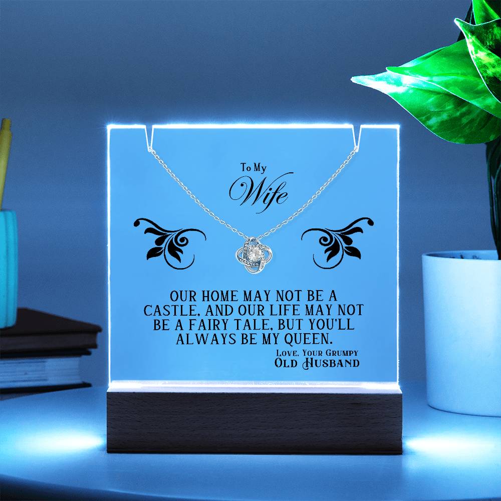 Acrylic Keepsake with Love Knot Necklace