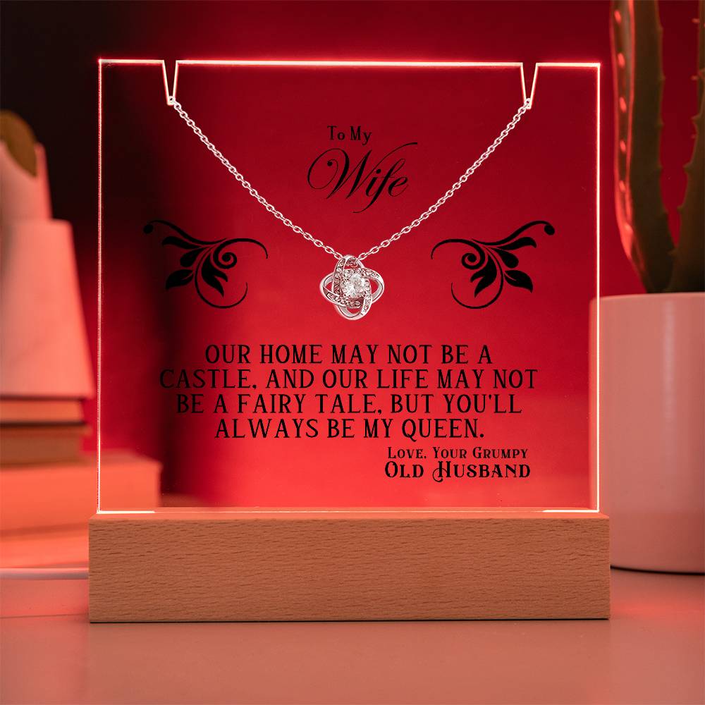 Acrylic Keepsake with Love Knot Necklace