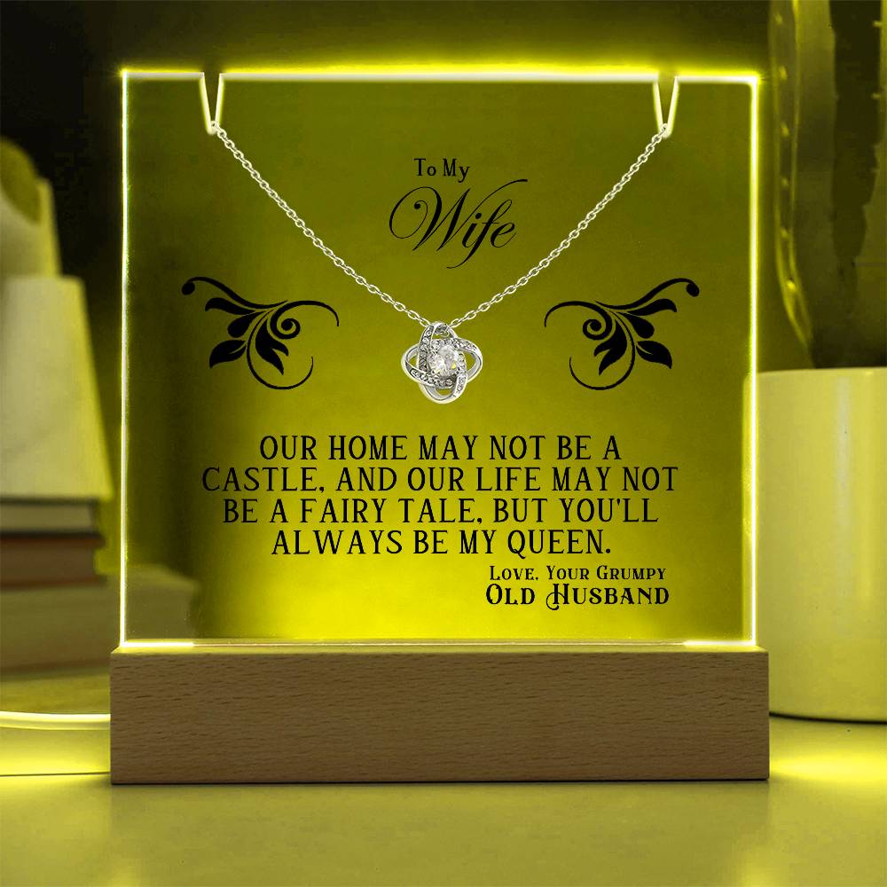 Acrylic Keepsake with Love Knot Necklace