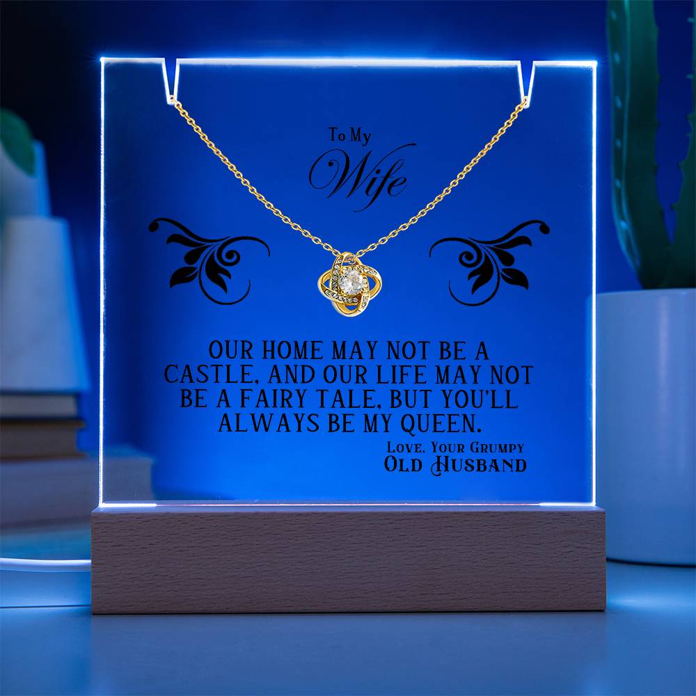 Acrylic Keepsake with Love Knot Necklace