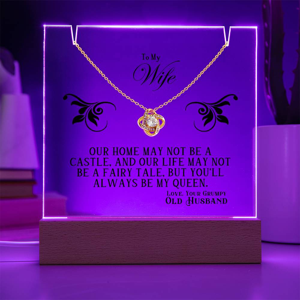 Acrylic Keepsake with Love Knot Necklace