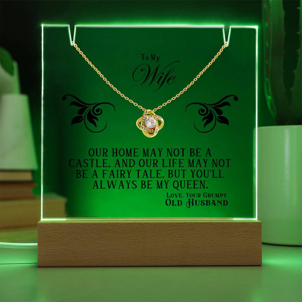 Acrylic Keepsake with Love Knot Necklace