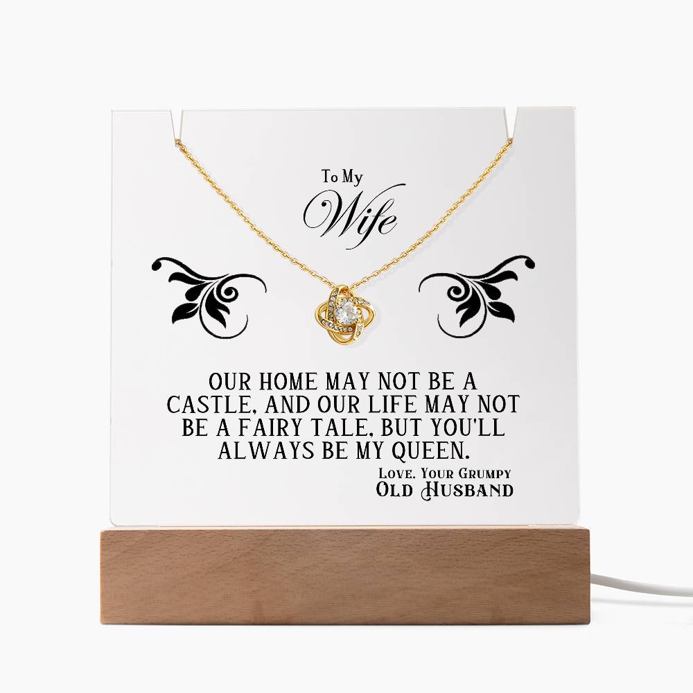 Acrylic Keepsake with Love Knot Necklace