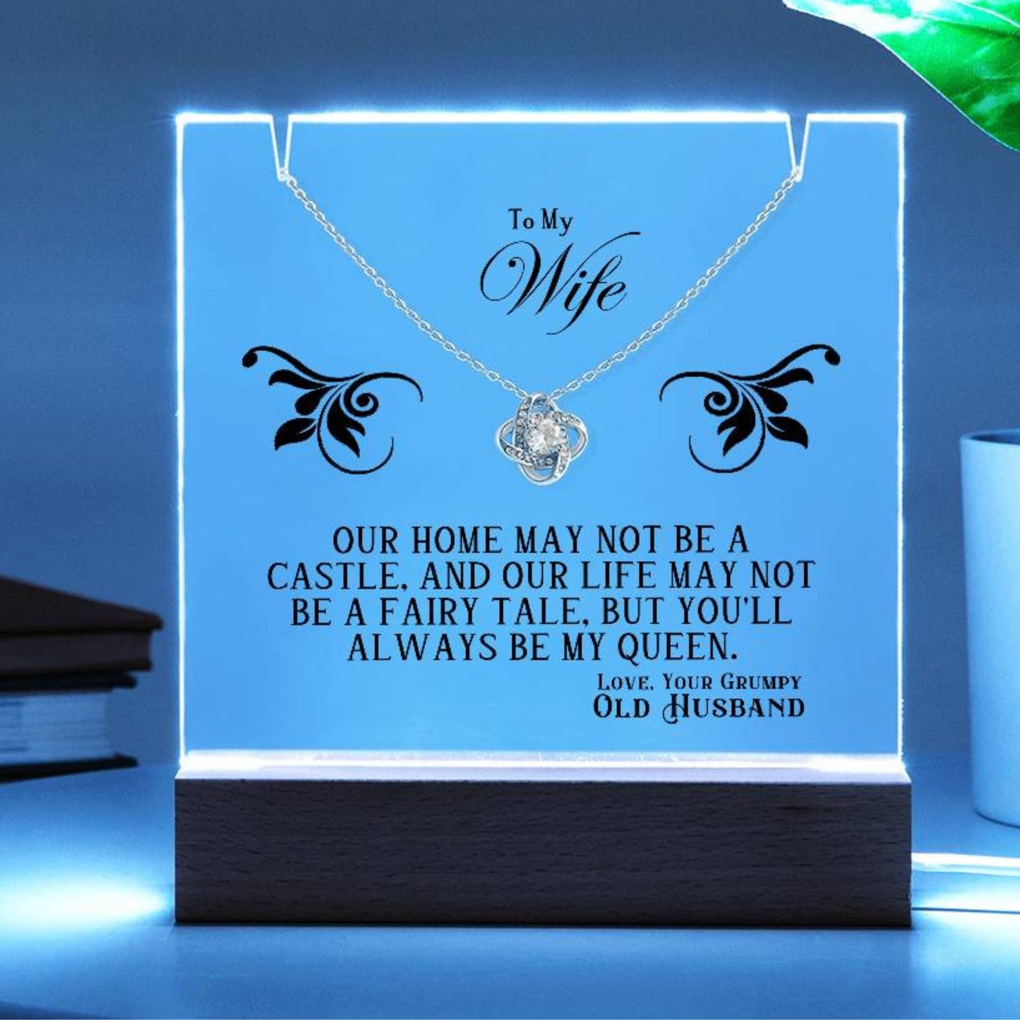 Acrylic Keepsake with Love Knot Necklace