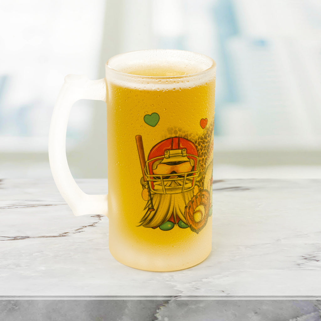 Baseball Frosted Stein Beer Glass