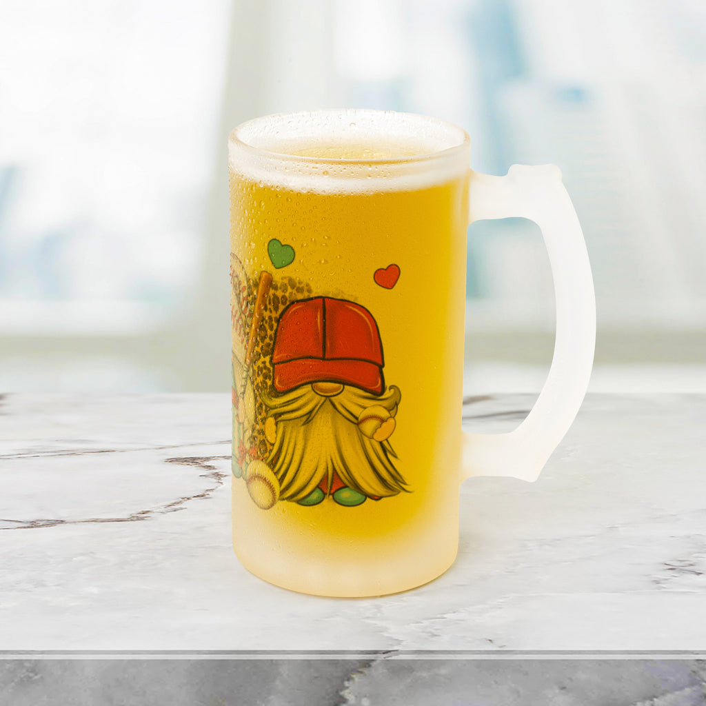 Baseball Frosted Stein Beer Glass