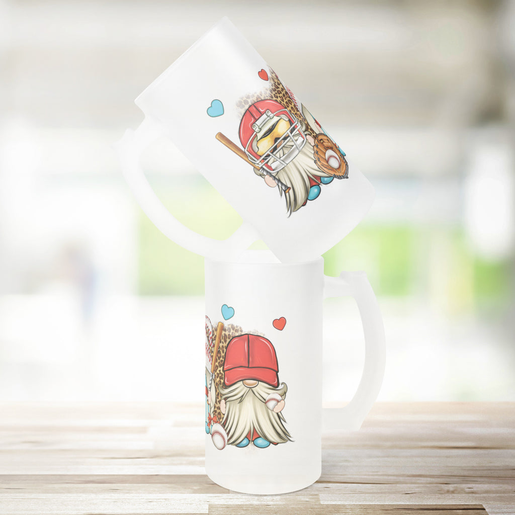 Baseball Frosted Stein Beer Glass
