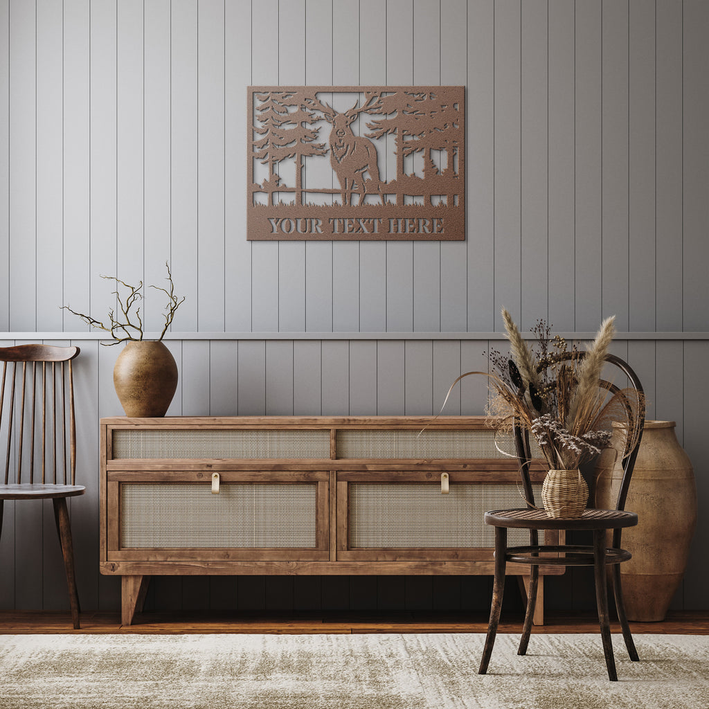 Custom Deer Metal Cabin Sign