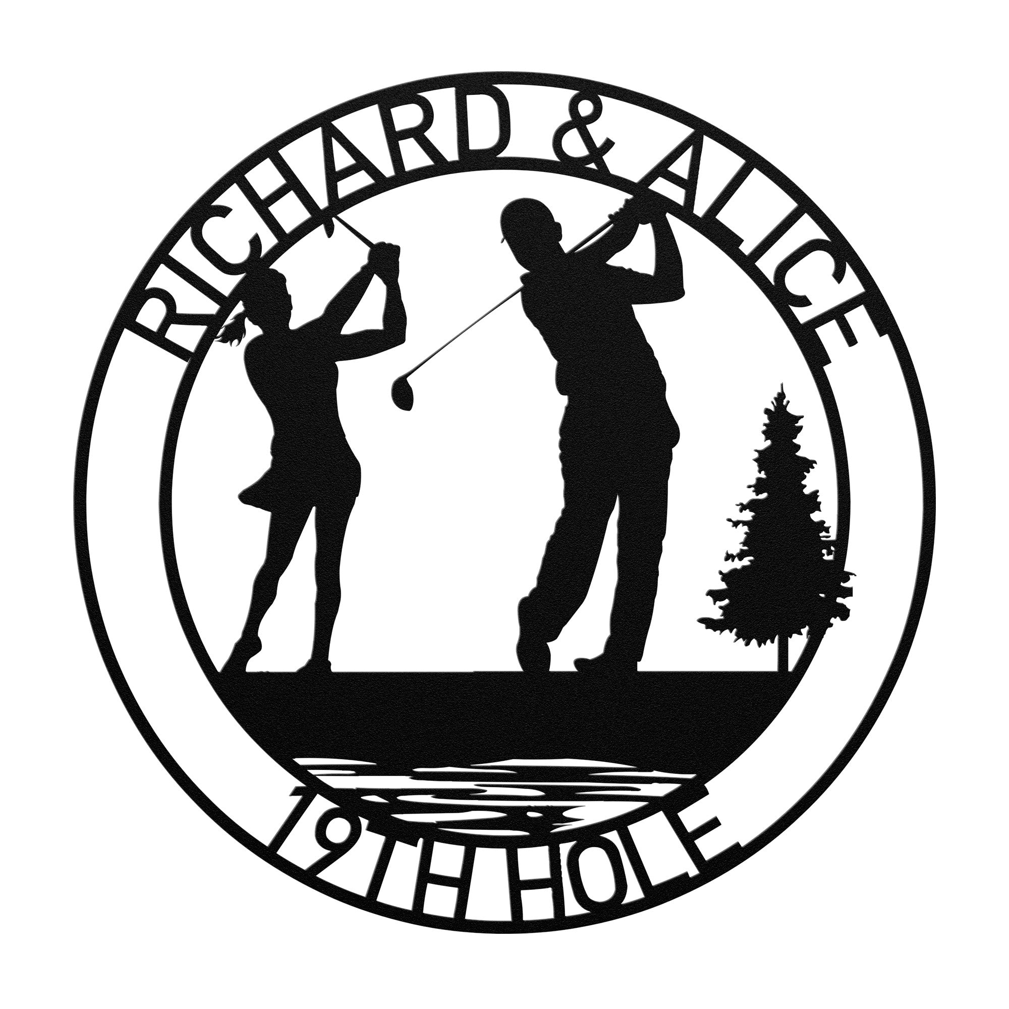 Custom Golf Couple Metal Sign