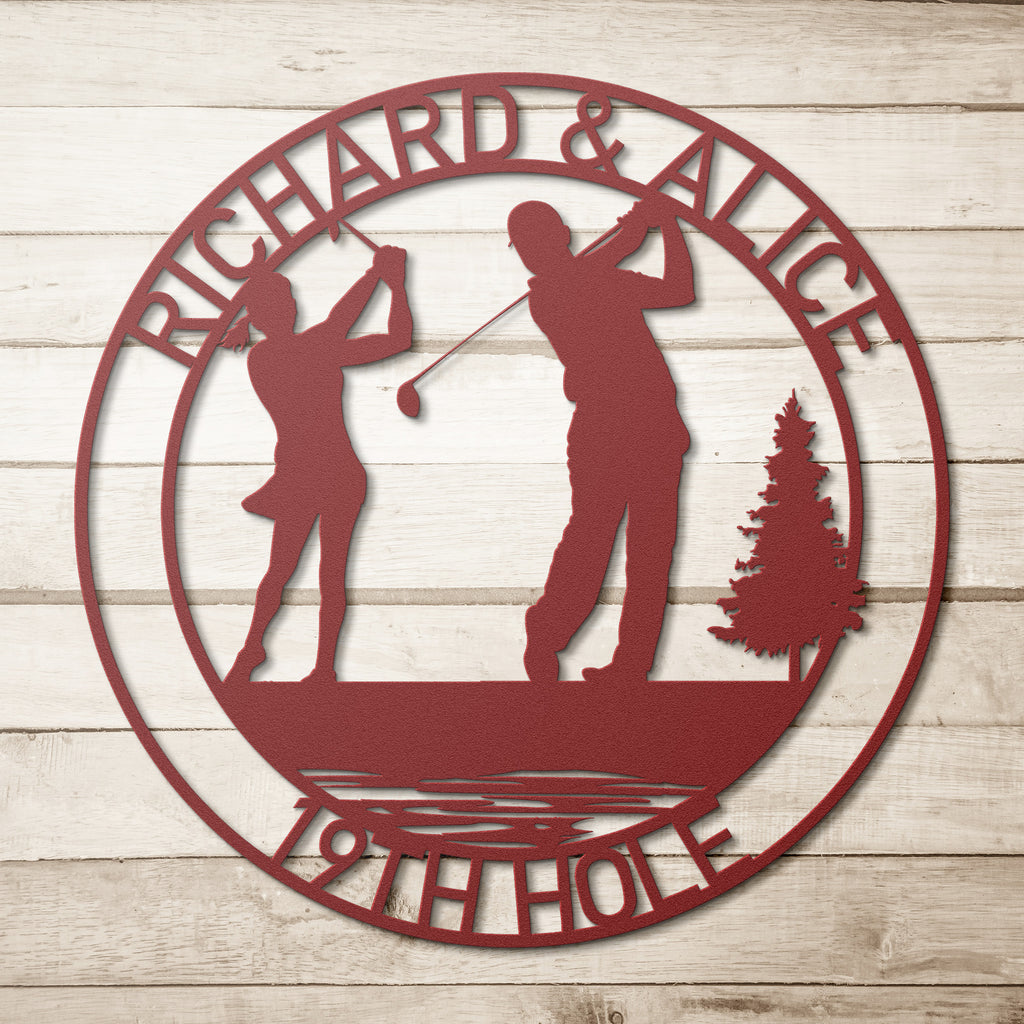 Custom Golf Couple Metal Sign