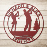 Custom Golf Couple Metal Sign