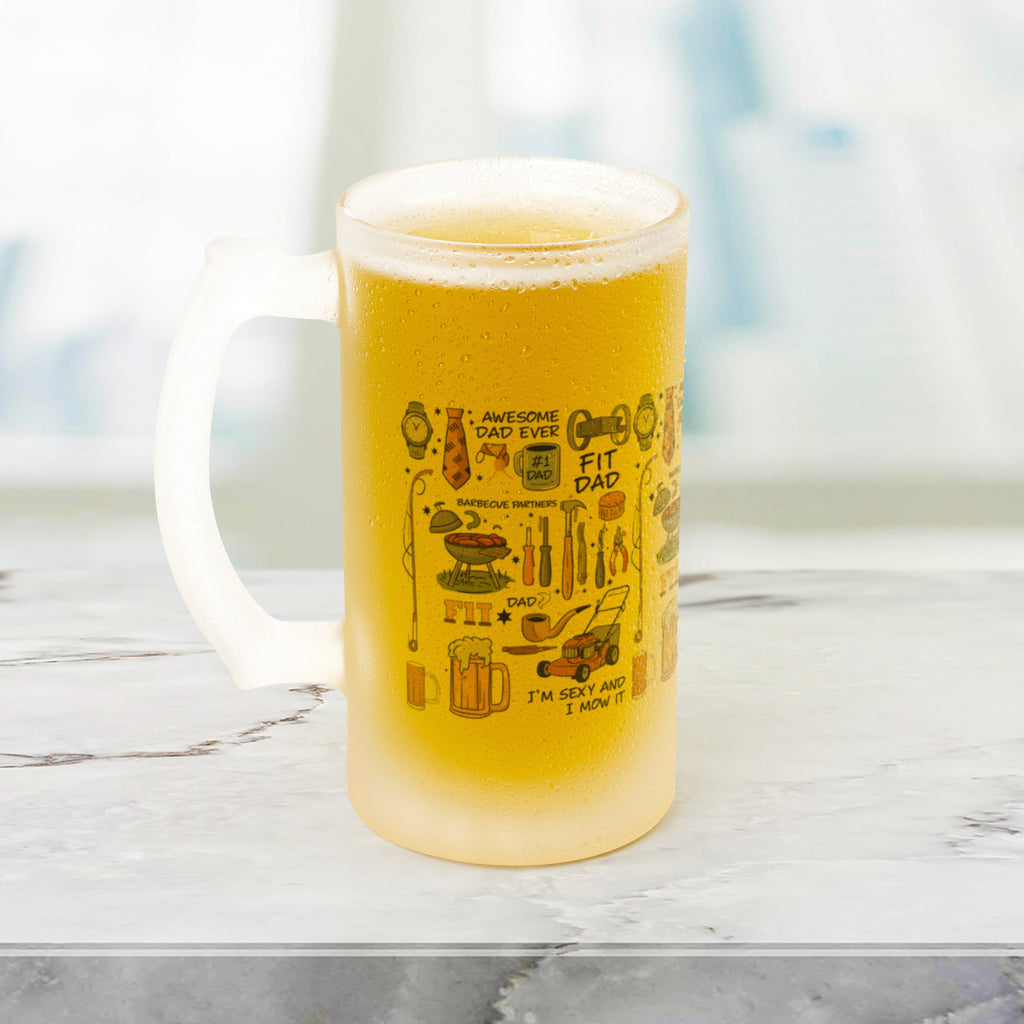 Dad Frosted Beer Stein Glass