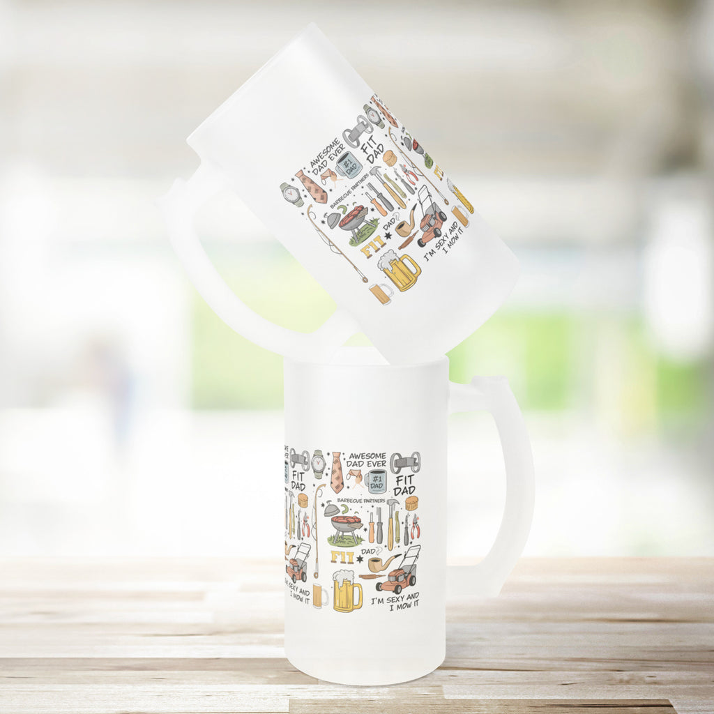 Dad Frosted Beer Stein Glass