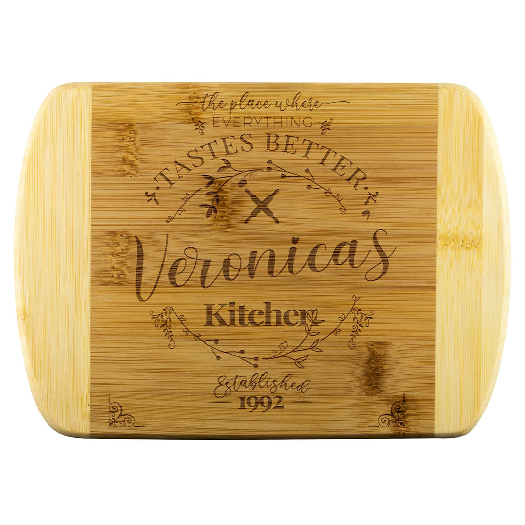 Kitchenware - Everything Tastes Better  Round Edge Bamboo Cutting Board
