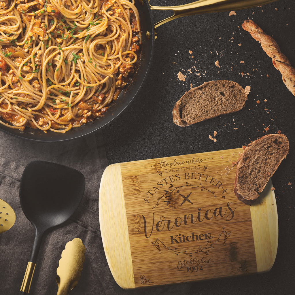 Kitchenware - Everything Tastes Better  Round Edge Bamboo Cutting Board