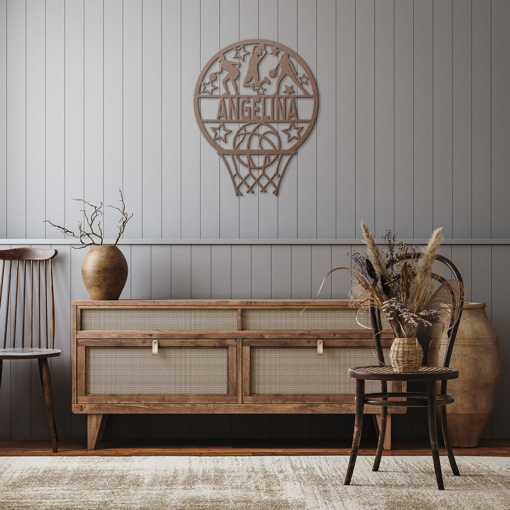 Female Basketball Metal Art