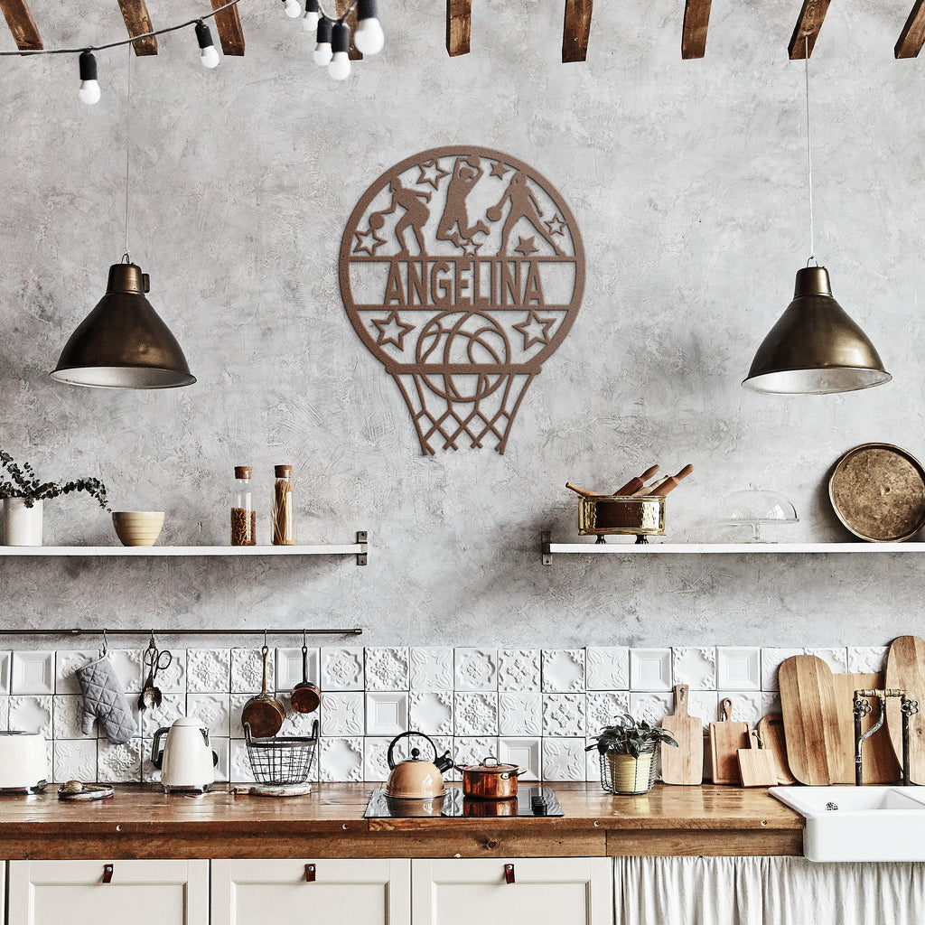 Female Basketball Metal Art