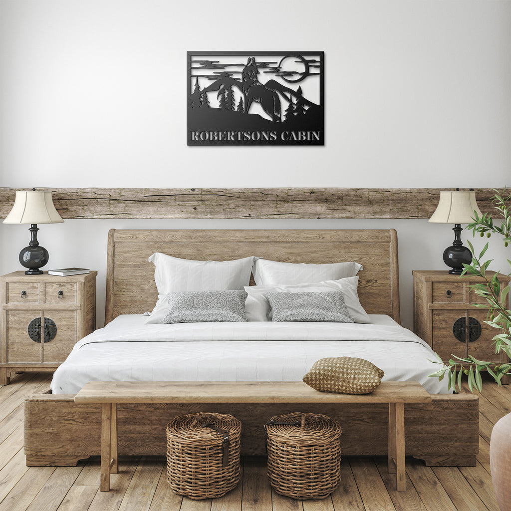 Wolf Custom Cabin Name Sign