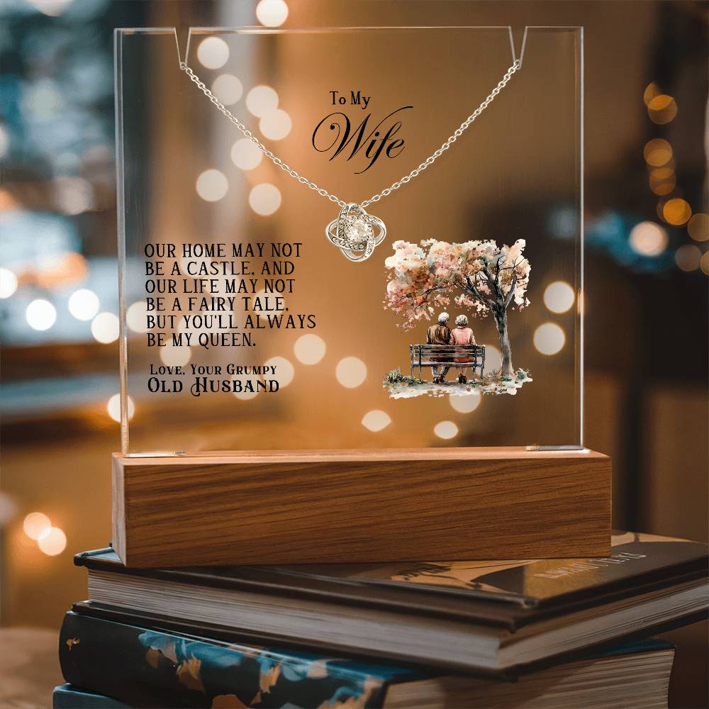 Our Home Acrylic Keepsake with Love Knot Necklace