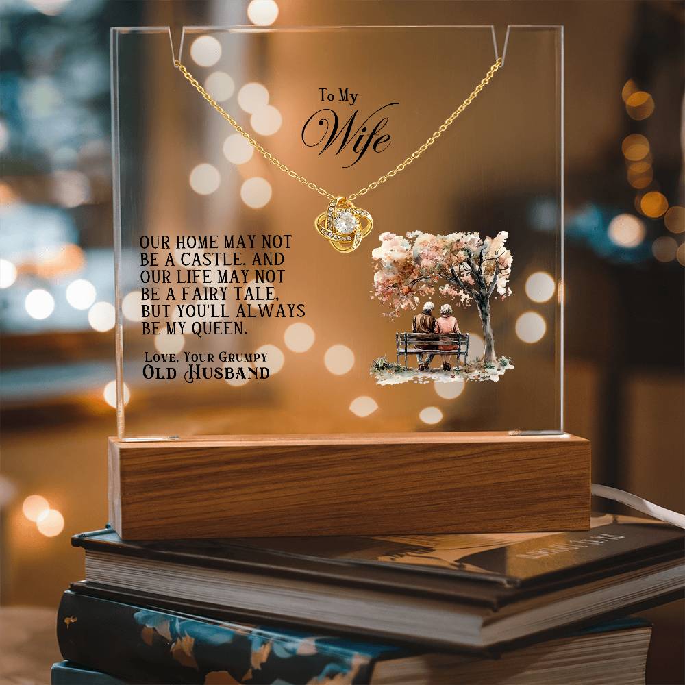 Our Home Acrylic Keepsake with Love Knot Necklace