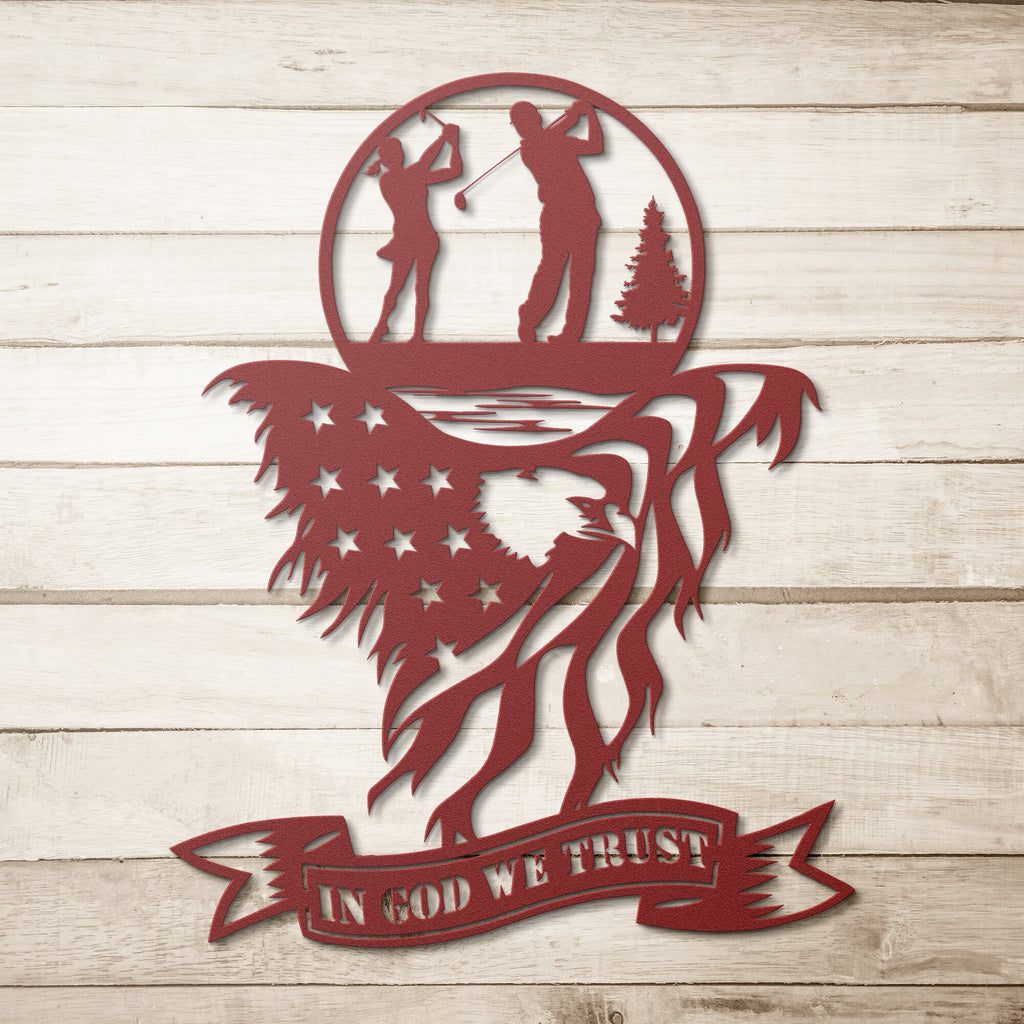 Golf Couple Eagle Sign