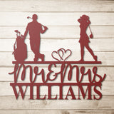 Golf Couple Hearts Sign