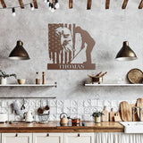 Golfer & Eagle Metal Art Sign