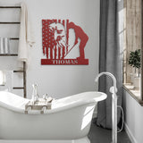 Golfer & Eagle Metal Art Sign