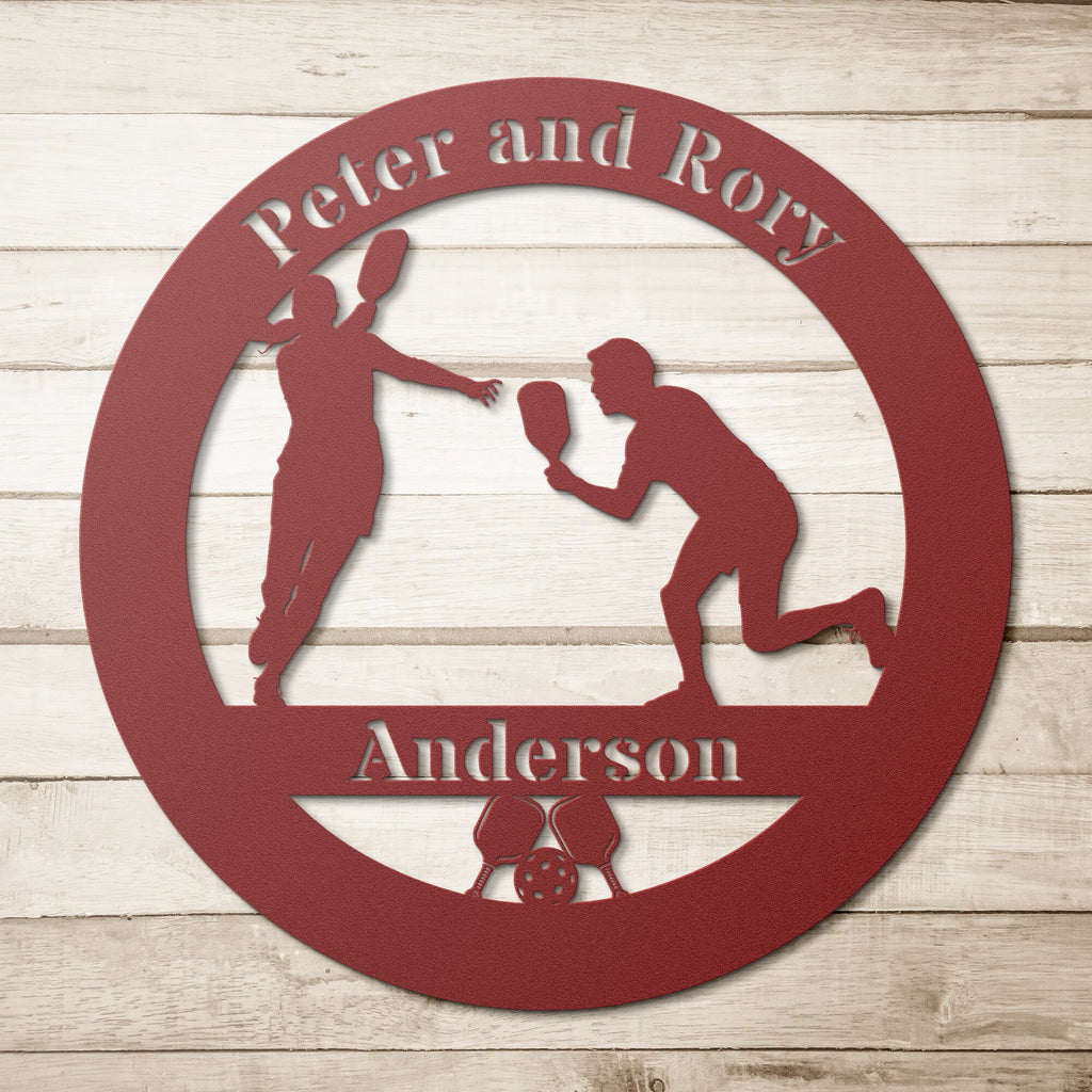 Pickleball Couples Metal Art