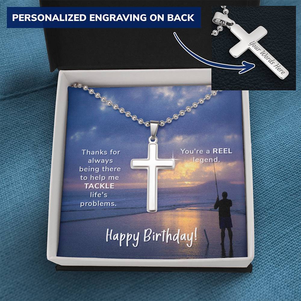 Fisherman Dad Birthday Cross